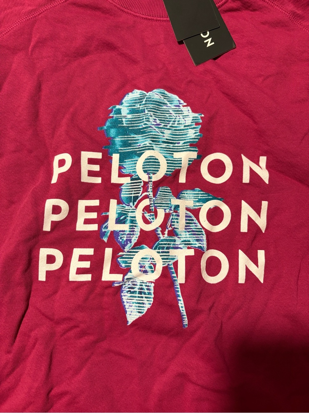 Peloton Women's Sweatshirt - Berry with Blue Floral Graphic - Picture 3 of 5